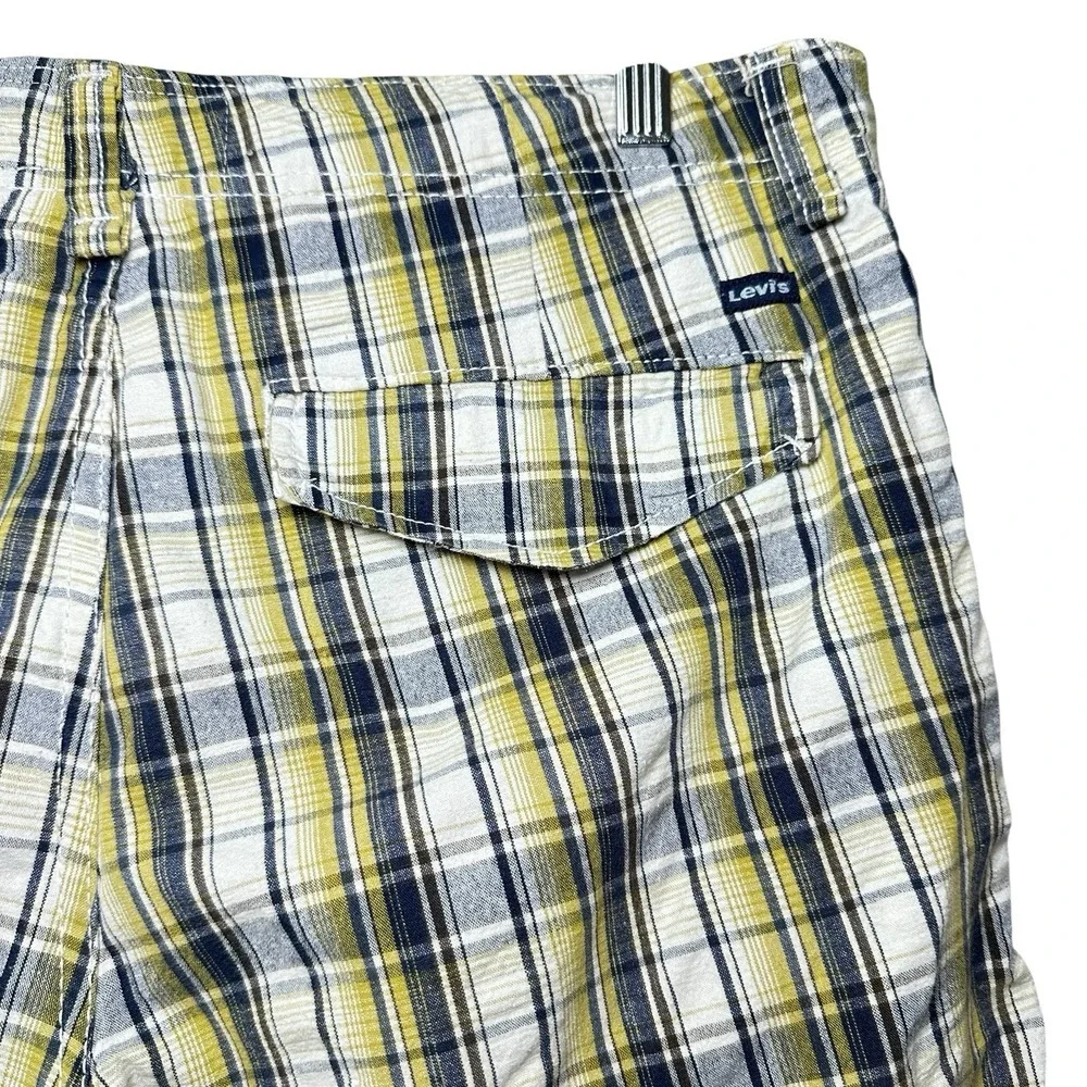 Levi's 706L‎ Yellow Blue Madras Plaid Shorts Men's 32 Preppy Cotton Summer